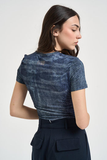 T-shirt donna effetto denim - 3