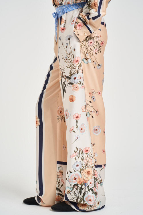 Pantalone donna a palazzo con stampa floreale - 2