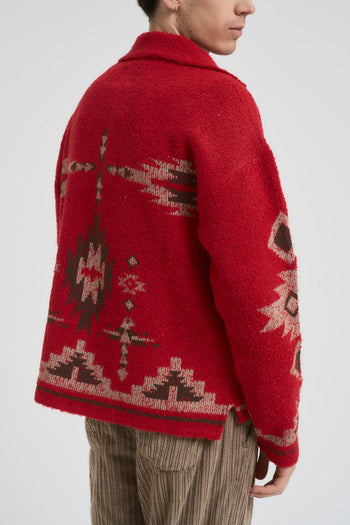 Cardigan uomo a fantasia rosso - 3