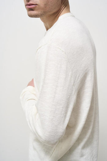 Men's white crew neck sweater - 5