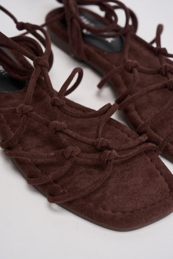 Sandalo donna marrone effetto suede - 4