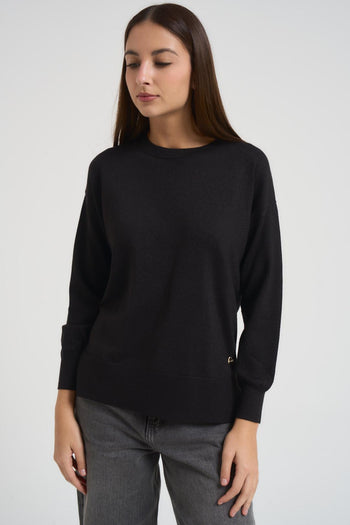 Maglia donna girocollo nera - 3