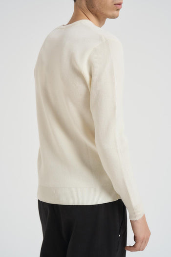 Maglia uomo girocollo a coste panna - 4