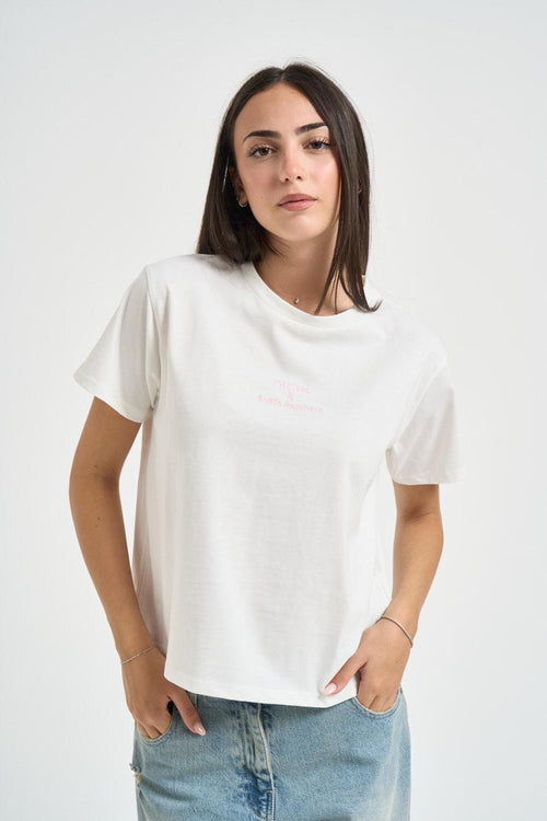 T-shirt donna con scritta bianca - 1