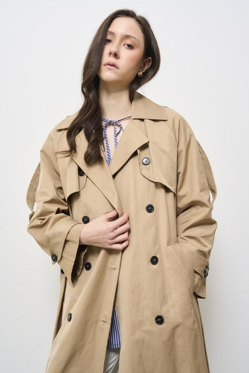 Trench donna lungo beige - 2