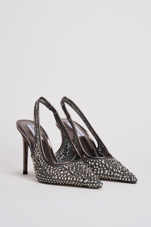 Scarpa donna con tacco strass argento - 2