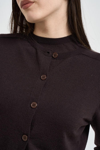 Cardigan donna in maglia marrone - 3