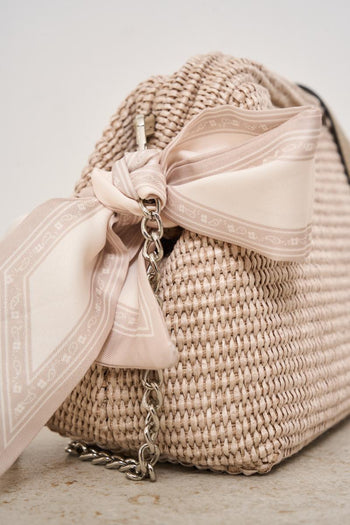 Borsa donna in rafia beige chiaro - 3