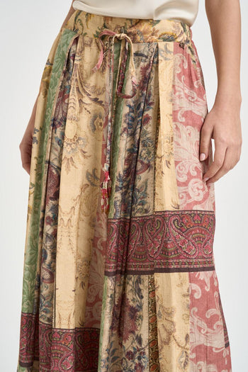 Pantalone donna con stampa patchwork multicolor - 5
