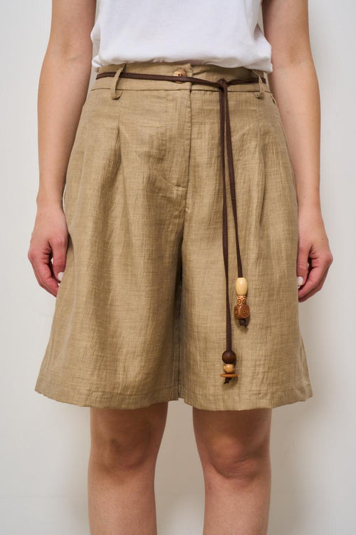 Bermuda donna beige con cintura