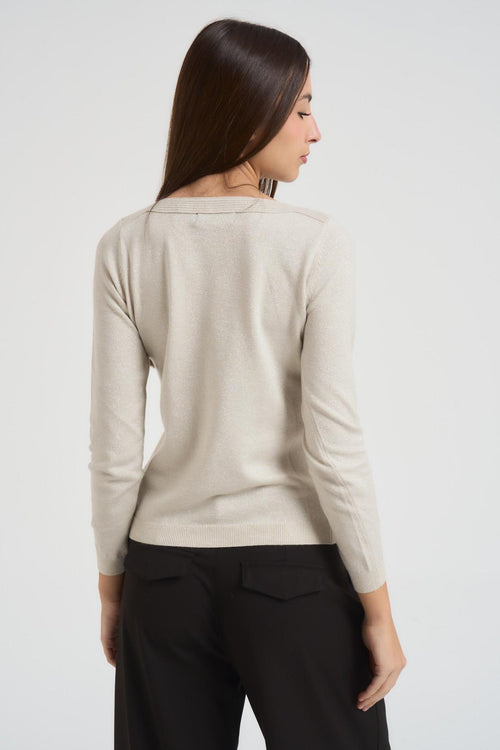 Maglia donna in lurex panna - 2