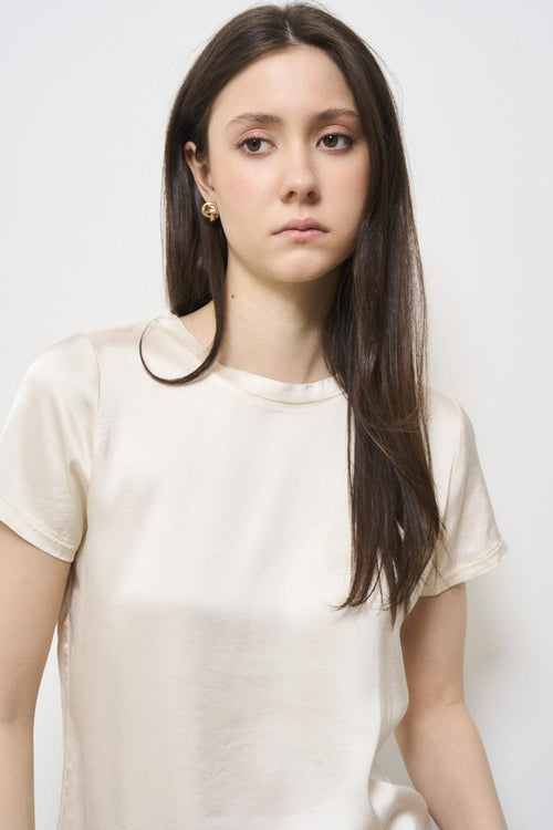 T-shirt donna satinata panna - 2