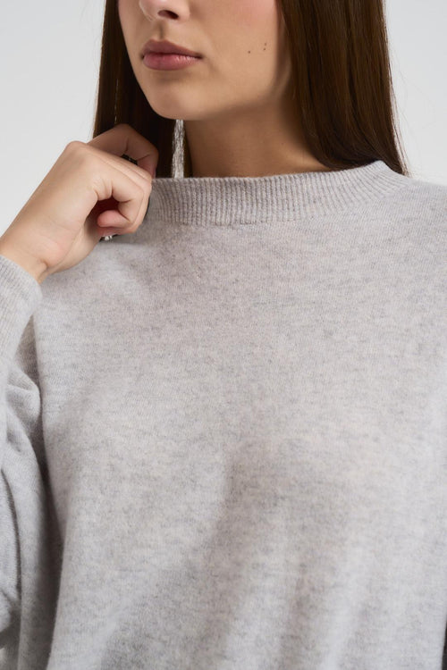 Maglia donna scollo a barca grigio chiaro - 2