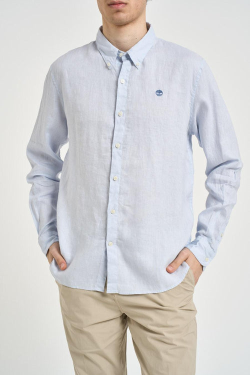 Camicia uomo in lino celeste - 1