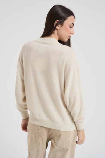 Maglia donna scollo a barca panna - 4