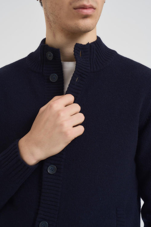 Cardigan uomo in maglia blu - 2