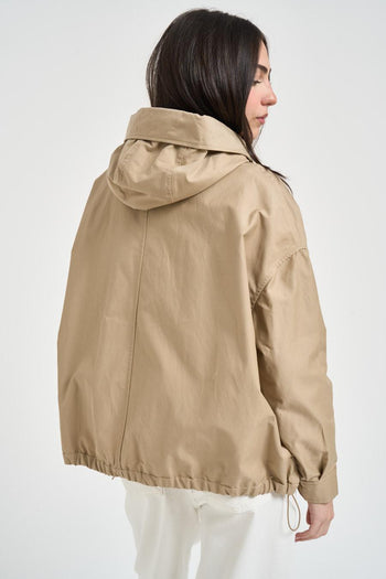 Parka donna in cotone beige - 4