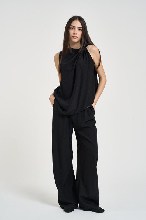 Top donna smanicato nero