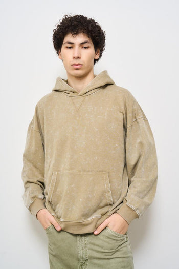 Felpa uomo beige con cappuccio - 3
