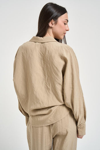Camicia donna over fit sabbia - 5