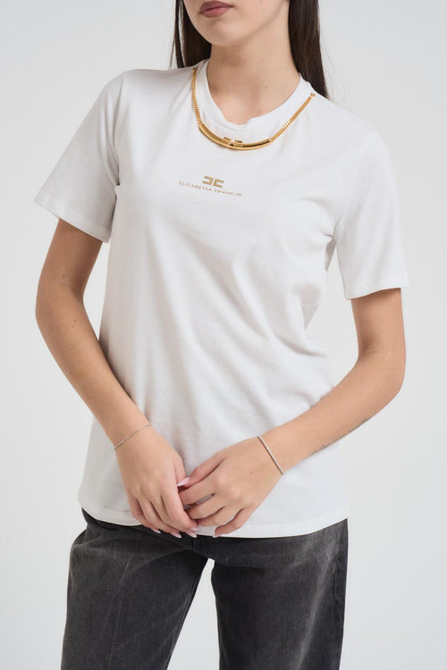T-shirt donna collana gioiello bianca