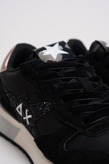 Sneakers donna nera con glitter neri - 5