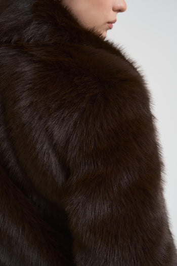 Ecopelliccia donna corta marrone - 7