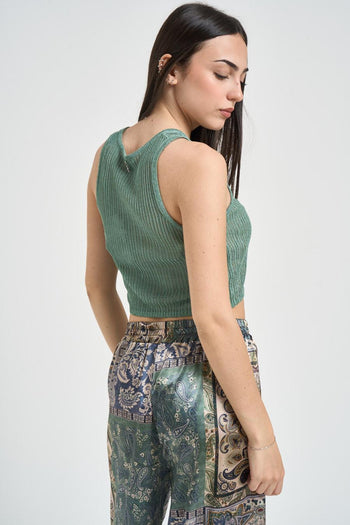 Top donna in maglia verde - 4