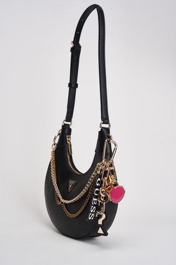 Borsa donna a spalla nera con charms - 4