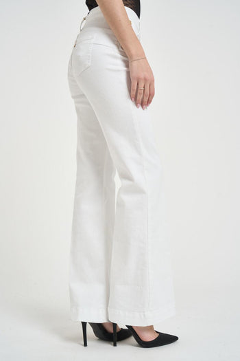 Jeans donna flare in denim bianco - 4