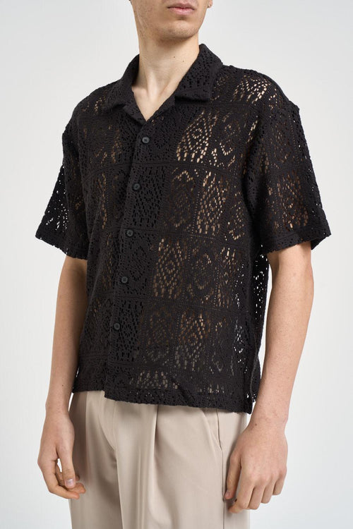 Camicia uomo traforata nera - 2