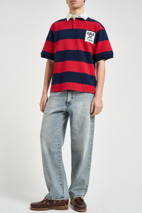 Polo uomo a righe rosse e blu