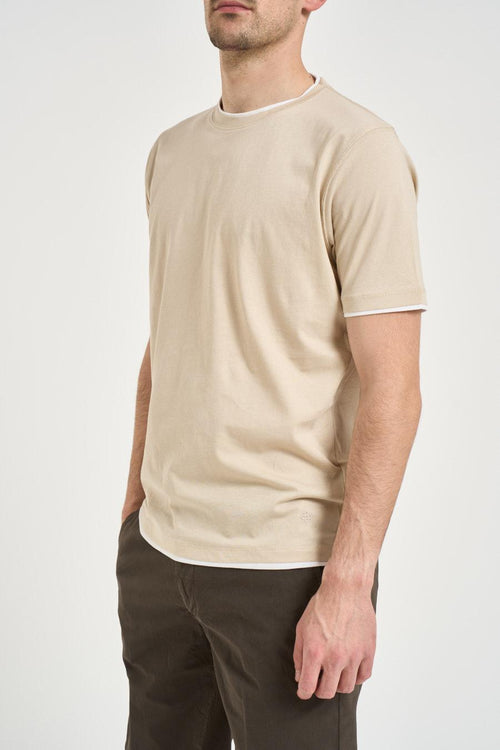 T-shirt uomo in cotone beige - 2