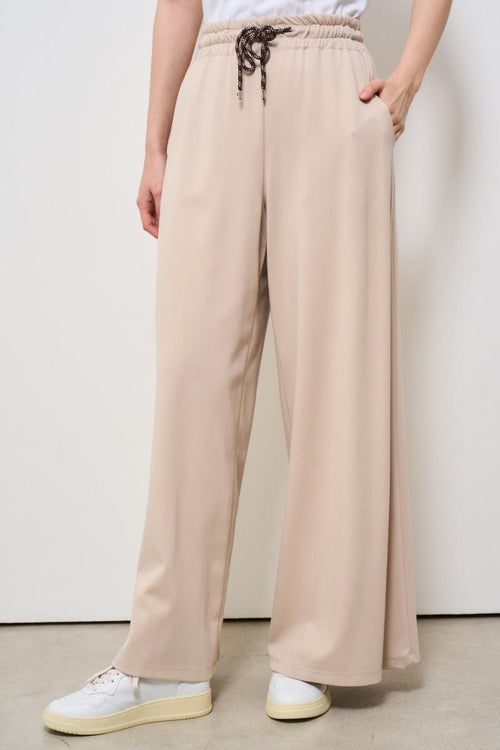 Pantaloni donna cipria a palazzo - 2