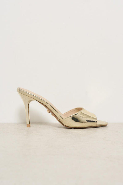 Gold women's sandal with heel - 1