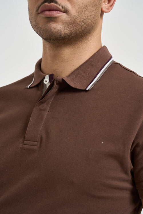 Polo uomo piqué marrone - 2