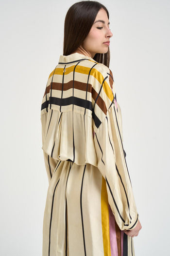 Abito midi donna con stampa geometrica multicolor - 5