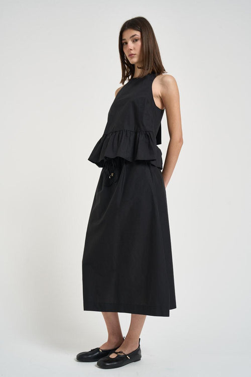 Top donna in cotone con fiocco nero - 1