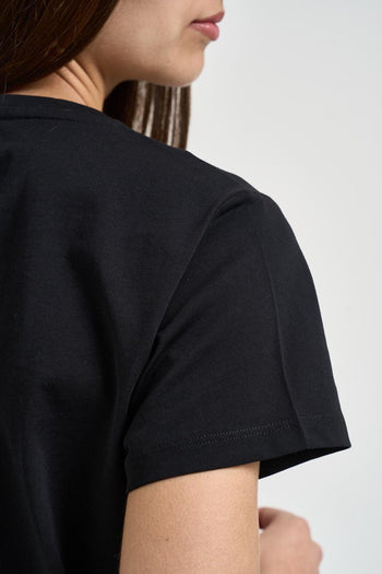 T-shirt donna logo con strass nera - 5