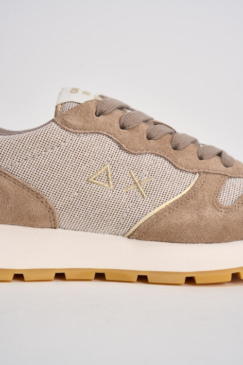 Sneakers donna in suede beige e glitter - 2