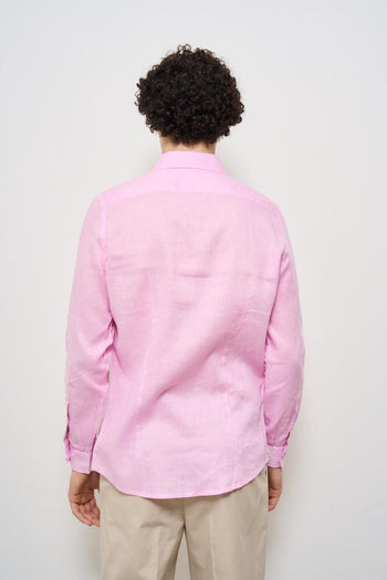 Camicia uomo in lino rosa - 5