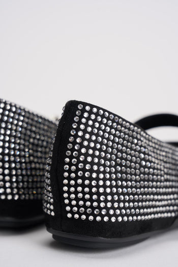 Ballerine donna nere con strass argento - 7