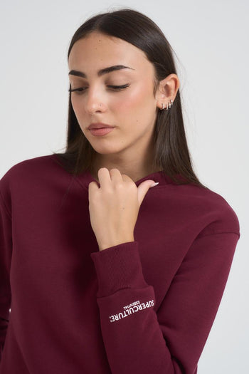 Felpa donna girocollo bordeaux - 3