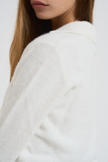 Polo donna latte scollo a V - 4