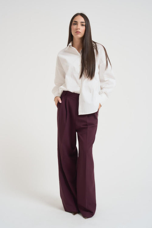 Pantalone donna over bordeaux