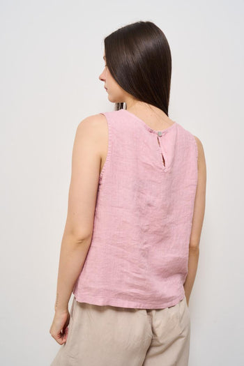 Top donna in lino rosa - 4