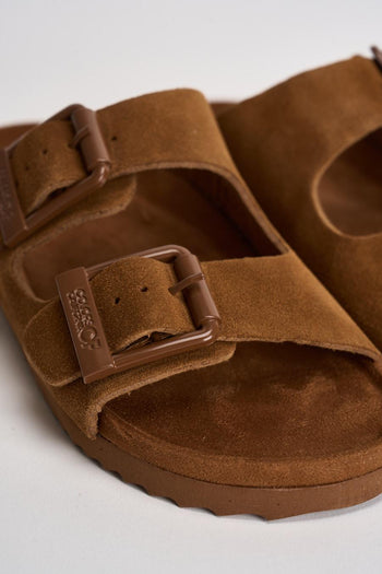 Sandalo donna in suede cammello - 4