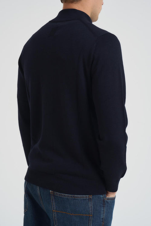 Maglia uomo con zip blu notte - 2