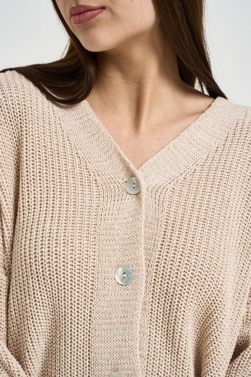 Cardigan donna in maglia ecru - 2
