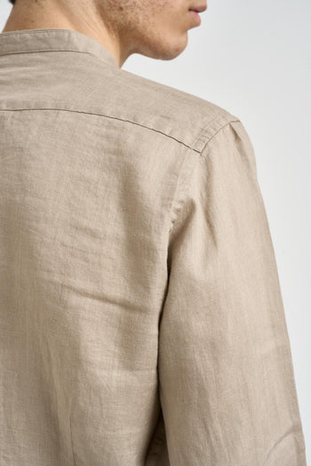 Camicia uomo beige in lino - 5